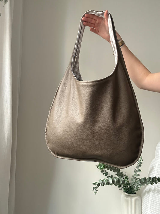 2-i-1 Hobobag Khaki Rutig